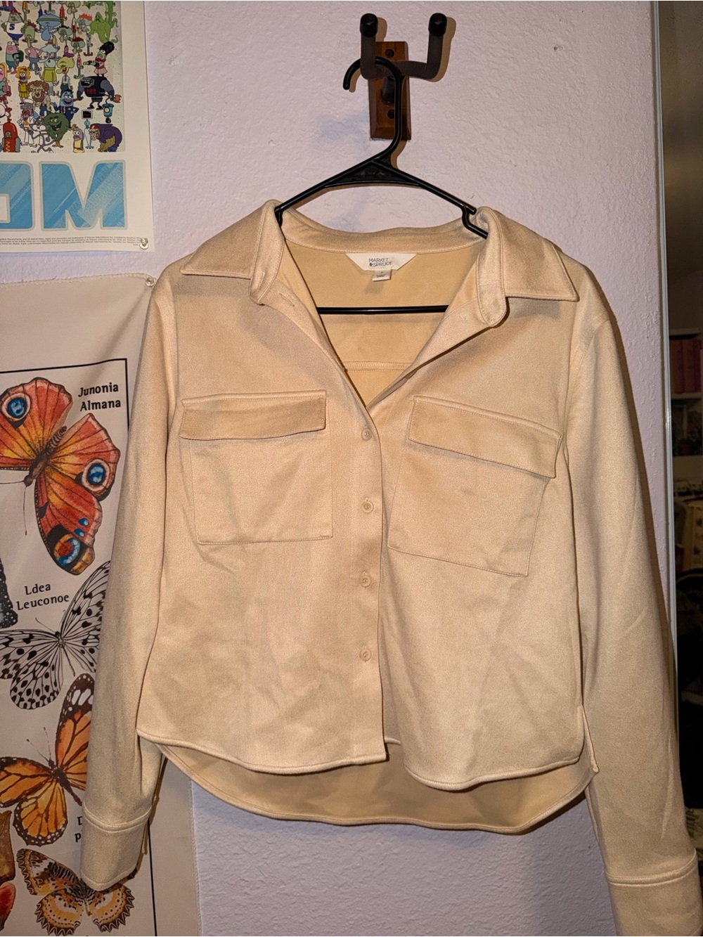 Market & Spruce Cream Button-Front Shirt Jacket